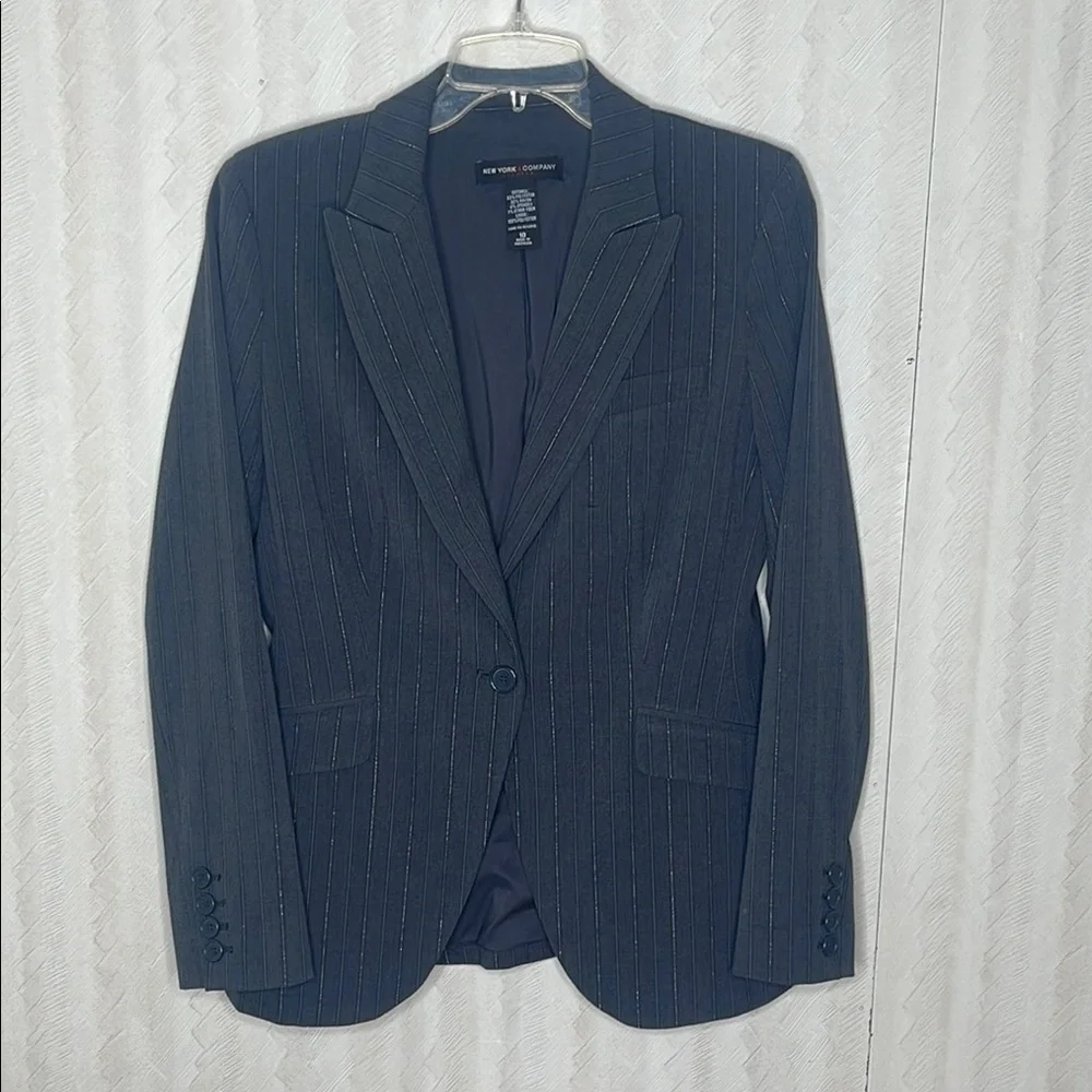❤️ NEW YORK & COMPANY Men's Black Pinstripe Blazer Sizd 10